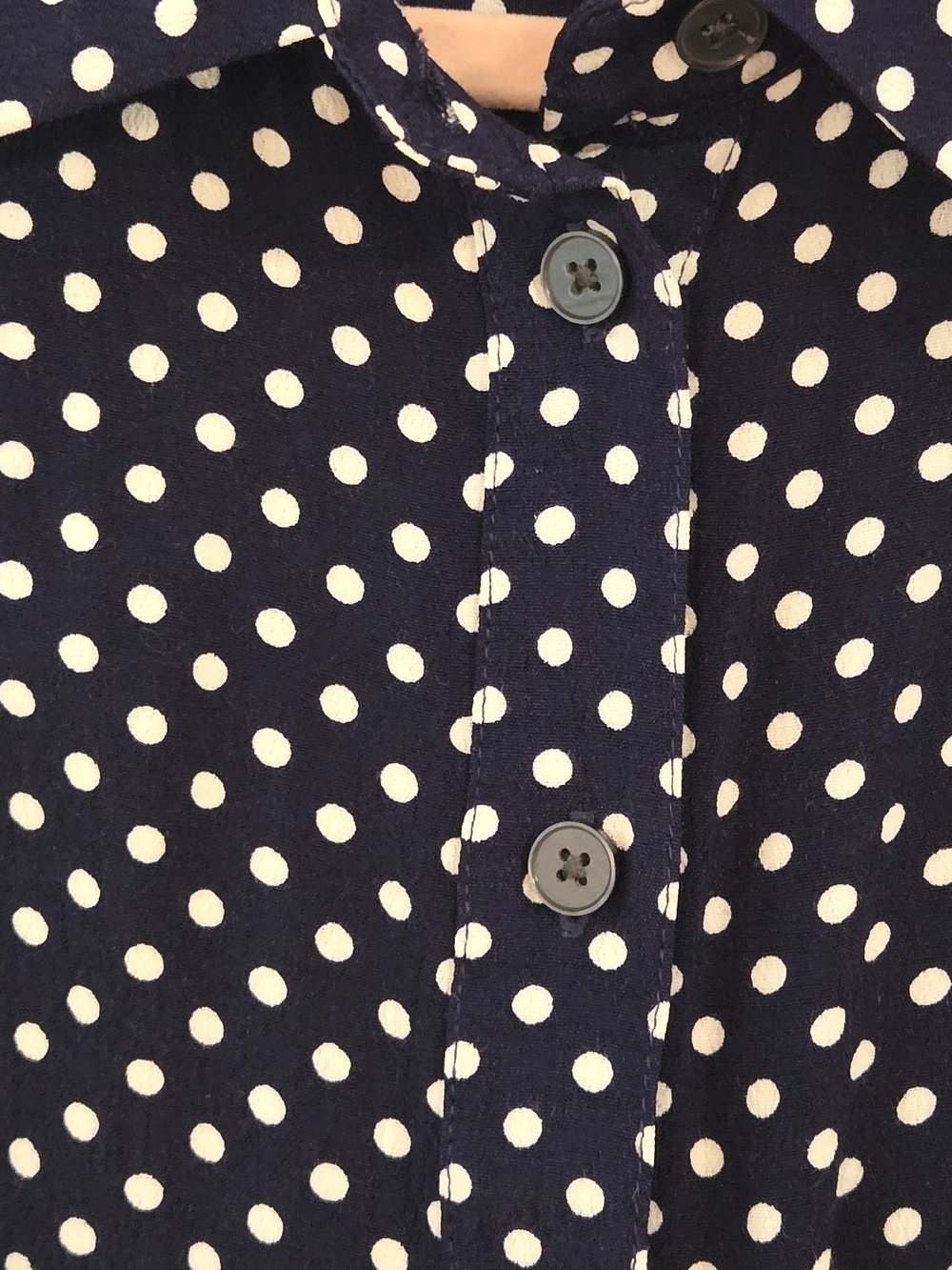 Boden Navy Polka Dot Shirt Dress Size US 4P / UK 8P Long Sleeve Button Front - Picture 4 of 11